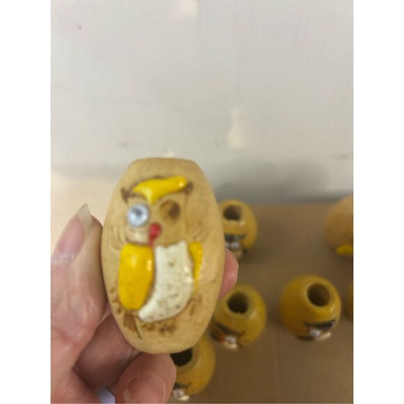 Macrame wooden barrel brown craft beads owls 10 cottage core lot - Picture 3 of 4